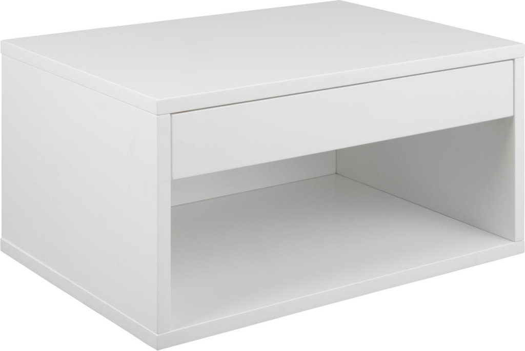 Natbord / sengebord Signature Florima UV-malet hvid MDF H24,5ÃB50ÃD35 cm